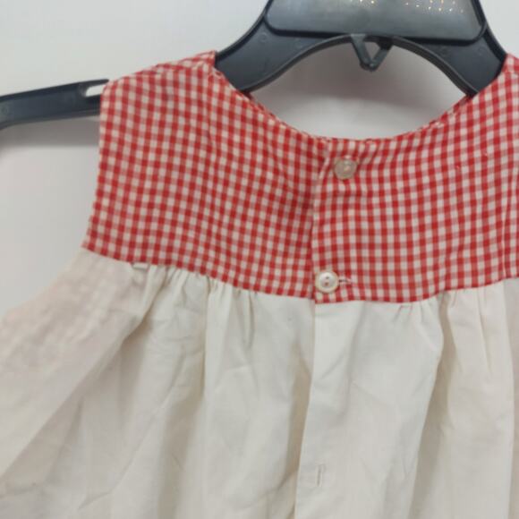 Vtg Girls Red White Gingham Baby Dress Smocked Sleeveless - Picture 9 of 15